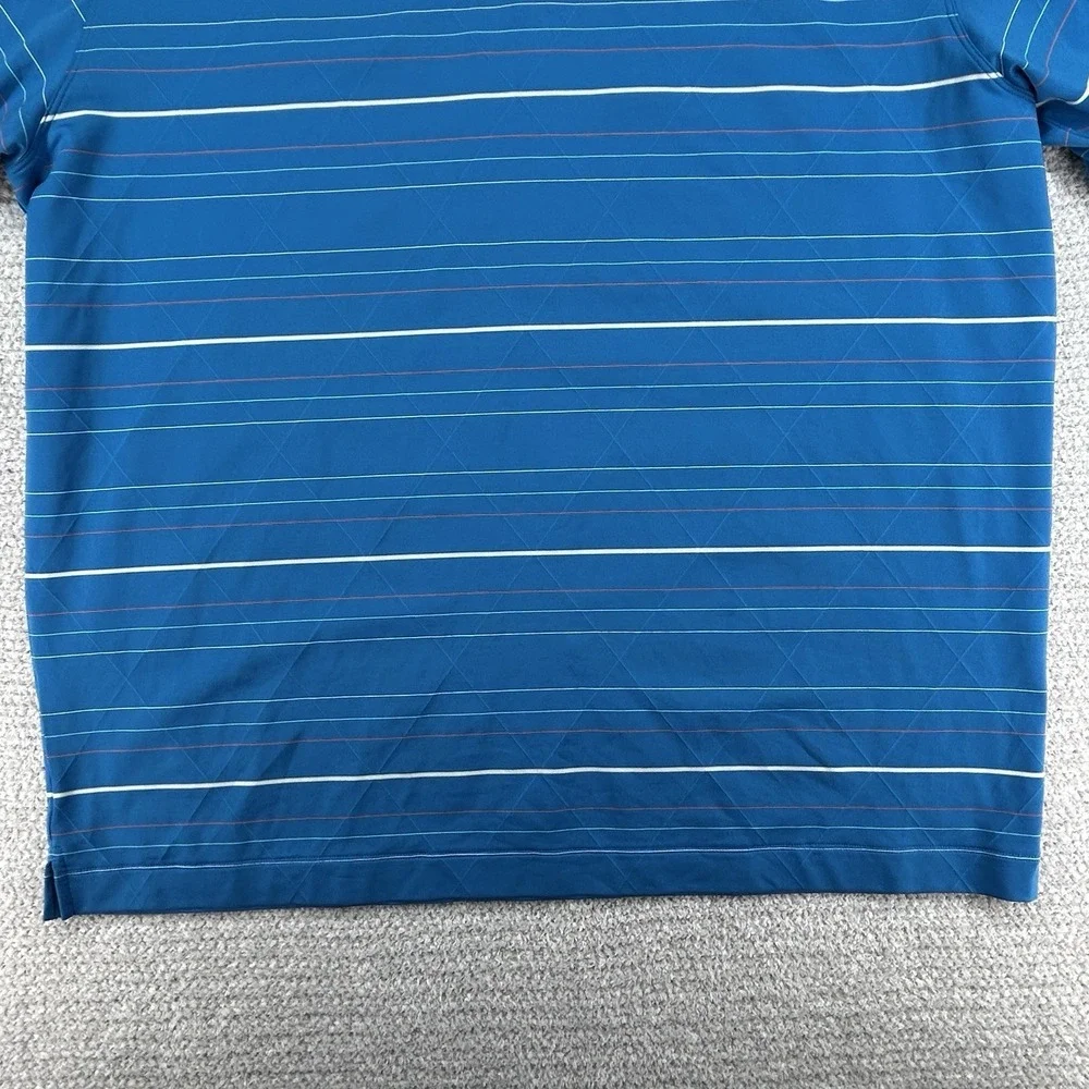 Nike Polo Shirt Mens XL Blue Striped Dr-Fit Golf Performance Stretch Preppy‎
